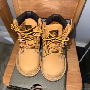 Kids Tan Boots with Yellow Laces